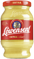 Lwensenf extra-scharf 250 ml Glas